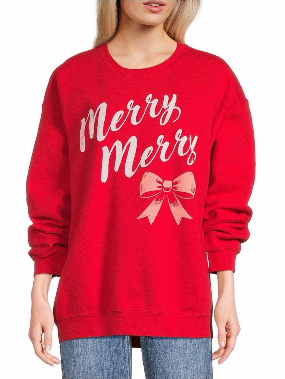 Junk Food Clothing Red "Merry Merry" Crewneck Sweatshirt